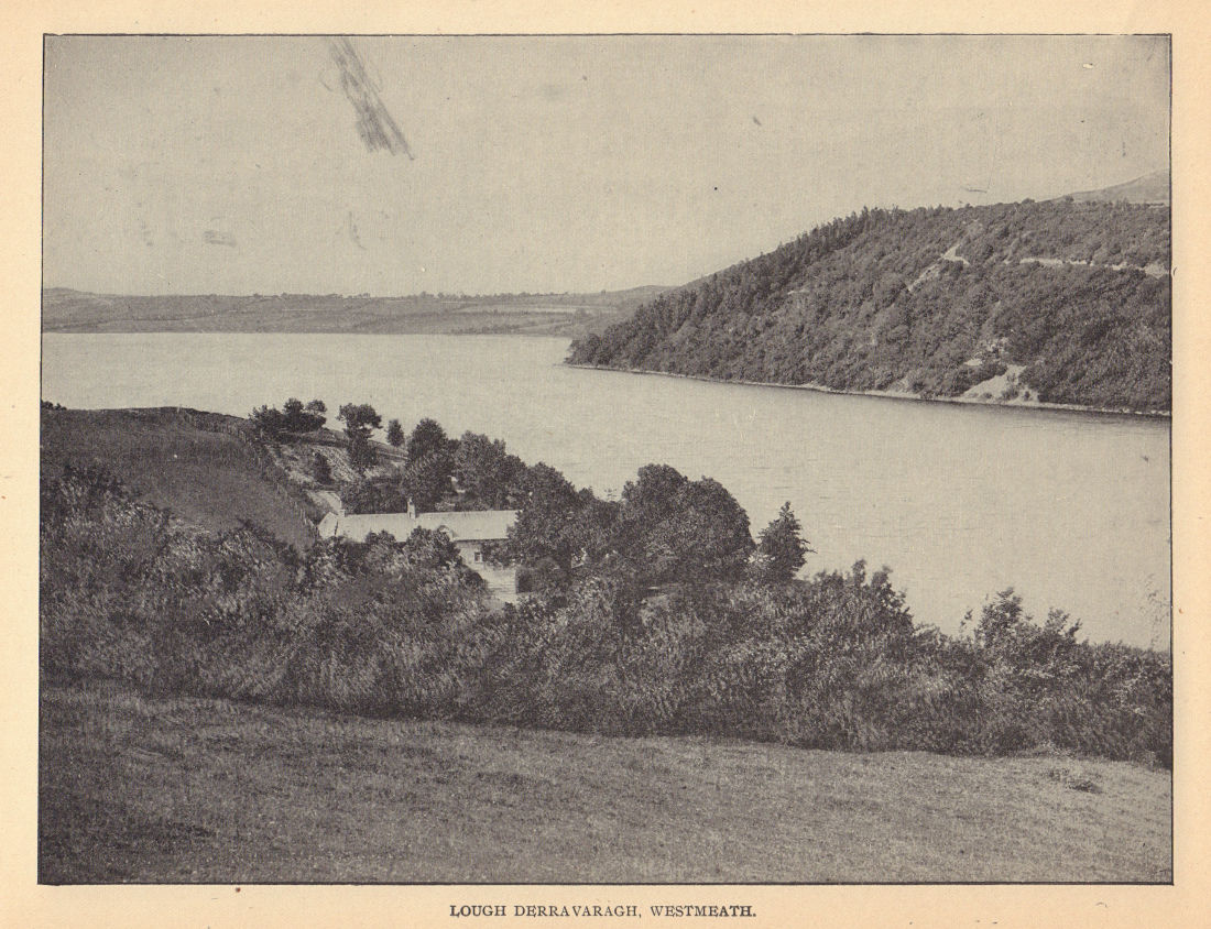 Lough Derravaragh, Westmeath. Ireland 1905 old antique vintage print picture